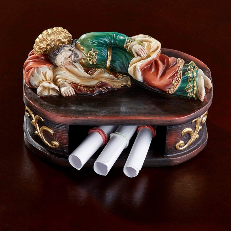 Autom Sleeping Saint Joseph with Shelf Base Statue, 6 Inch - Image 2